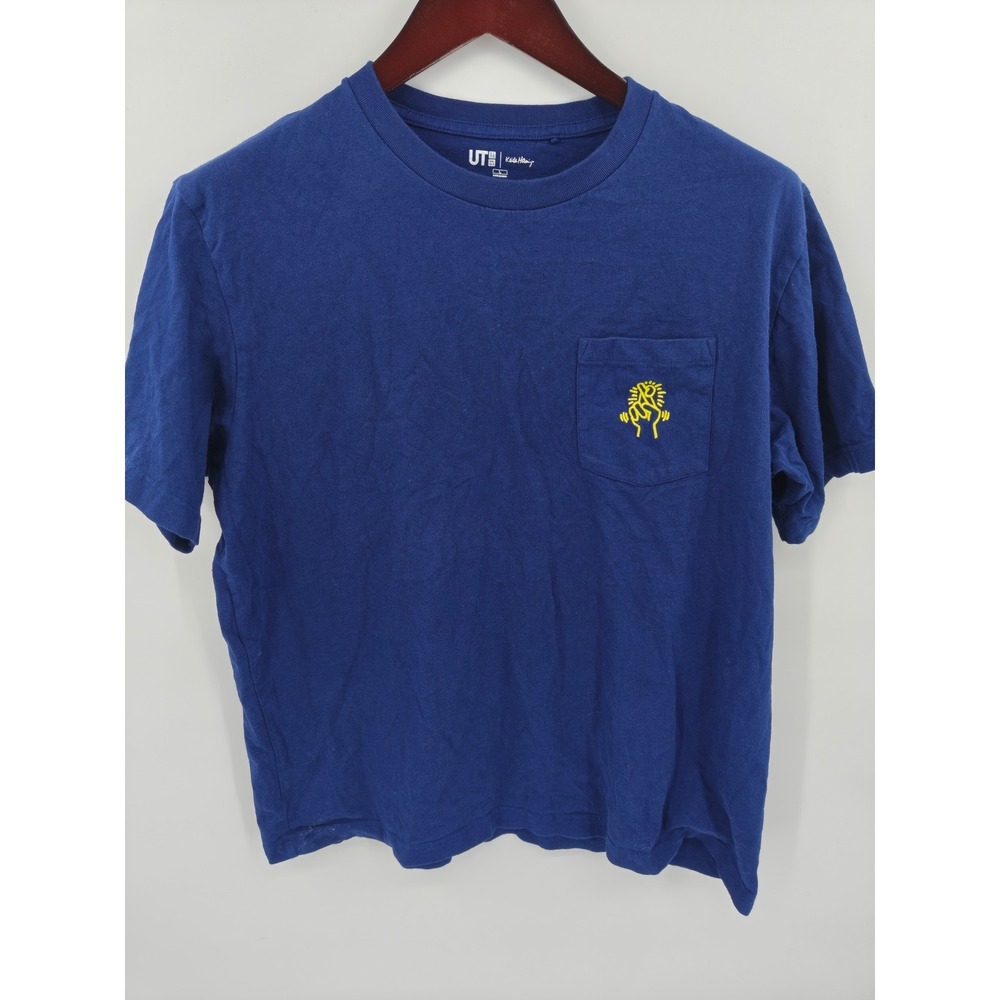 Uniqlo UT Keith Haring Blue Graphic Pocket T-Shirt Mens Large 341-446064